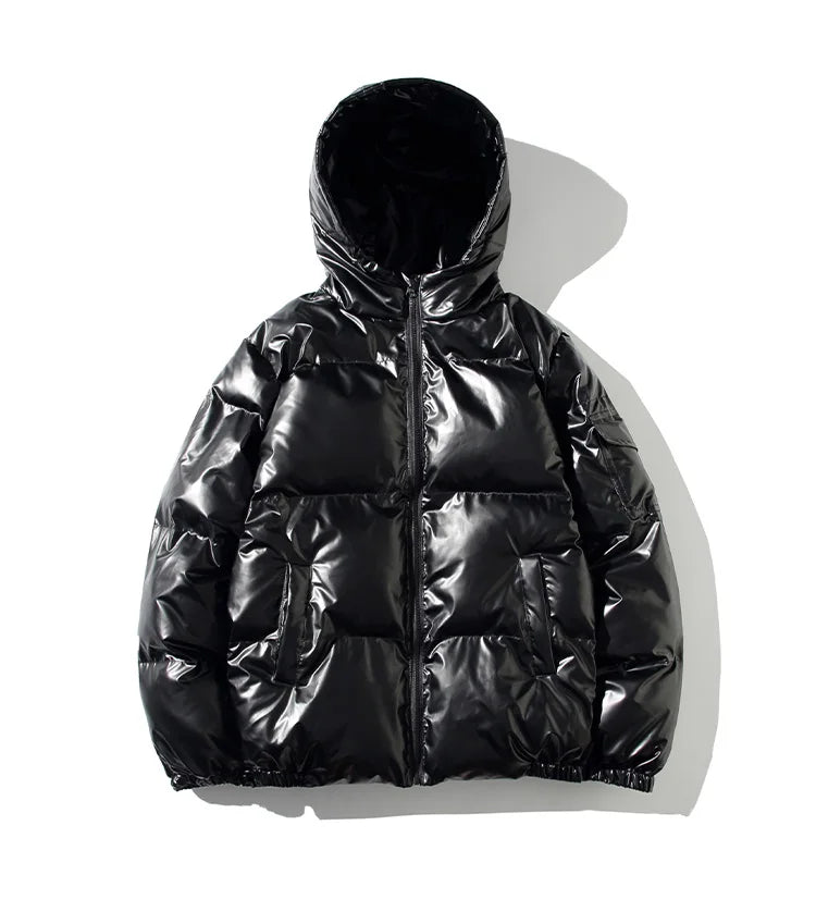 Men's Glossy Black Puffer Jacket