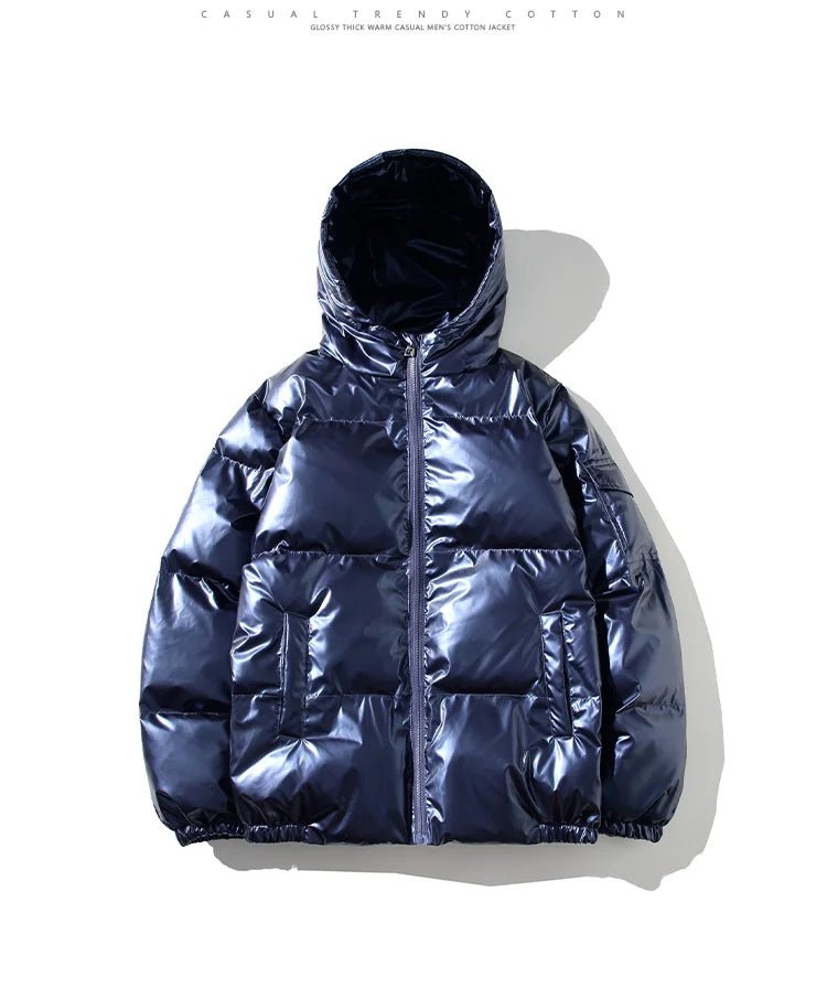 Men's Glossy Black Puffer Jacket