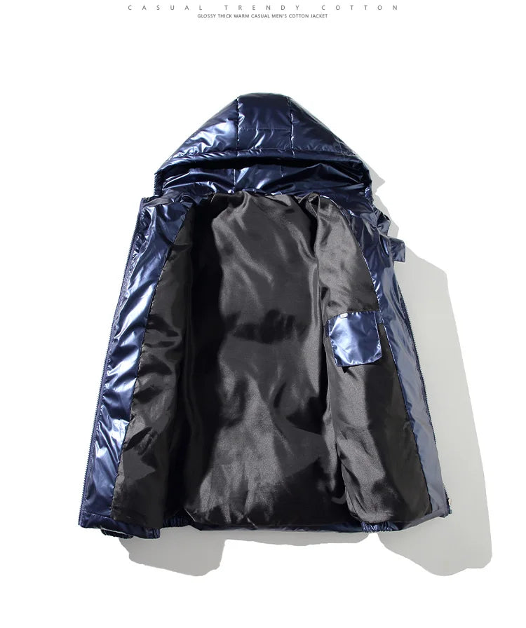 Men's Glossy Black Puffer Jacket