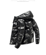 Men's Glossy Black Puffer Jacket