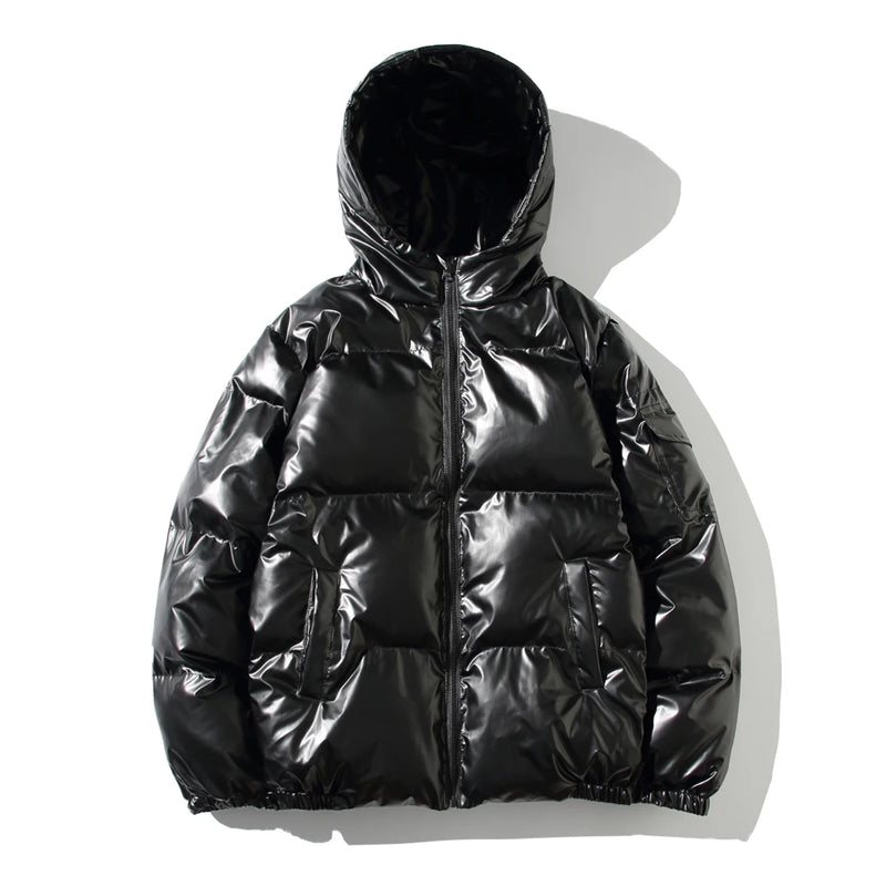 Men's Glossy Black Puffer Jacket