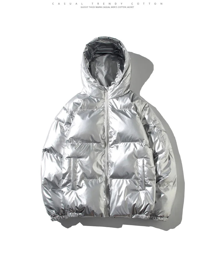 Men's Glossy Black Puffer Jacket