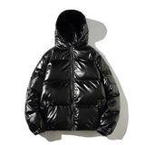 Men's Glossy Black Puffer Jacket