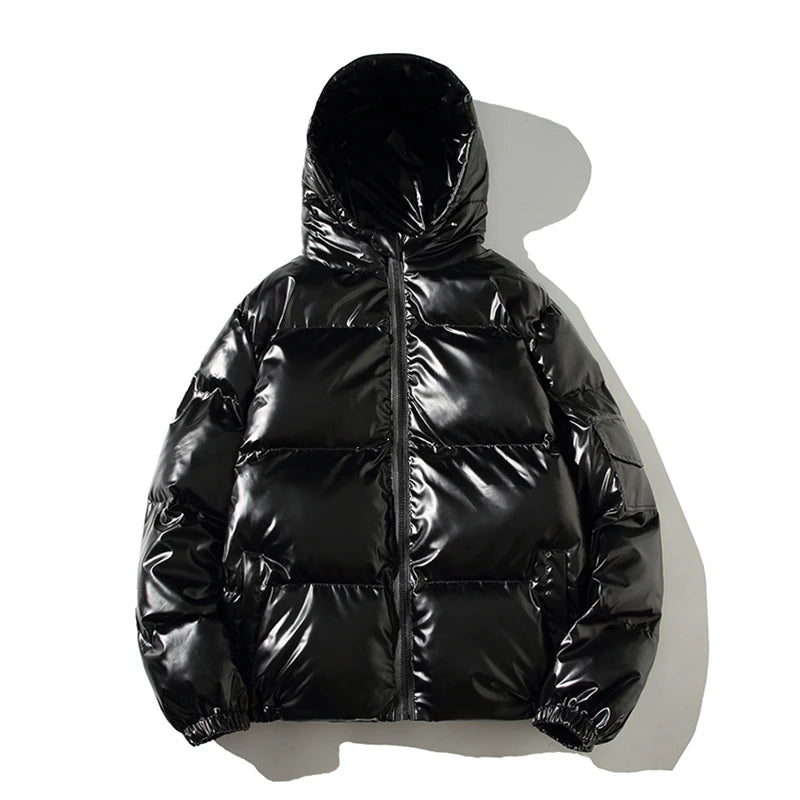 Men's Glossy Black Puffer Jacket