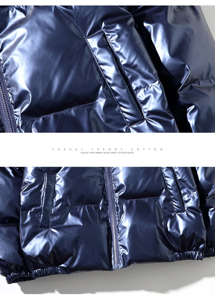 Men's Glossy Black Puffer Jacket