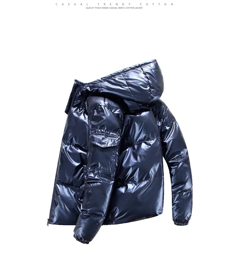 Men's Glossy Black Puffer Jacket