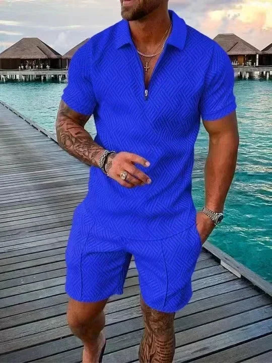Men's Geometric Zipper Set