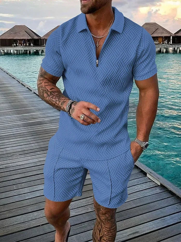 Men's Geometric Zipper Set