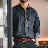 Men's Denim-Style Button-Up Shirt