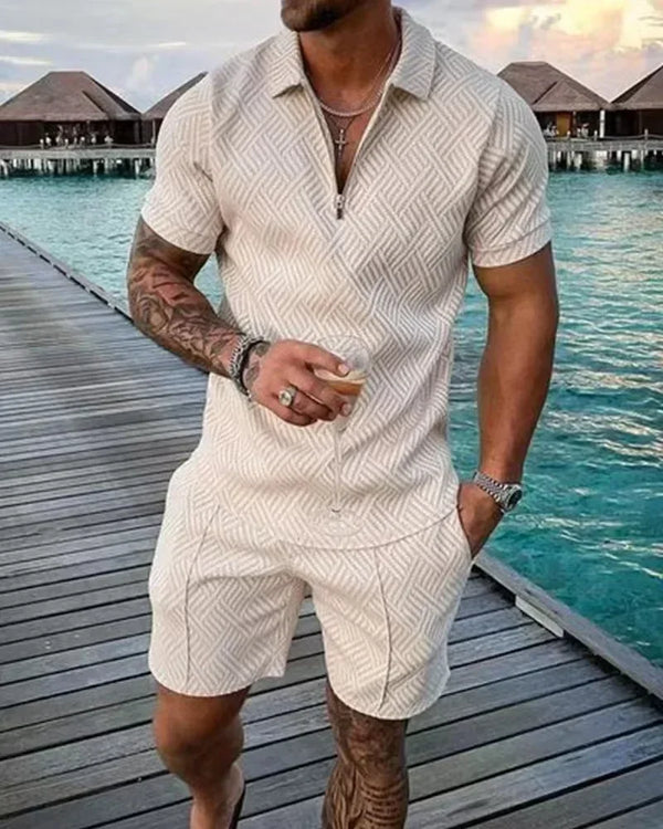 Men's Geometric Zipper Set