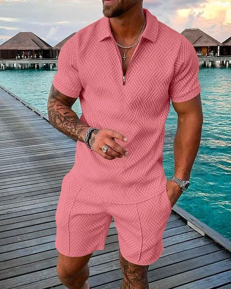 Men's Geometric Zipper Set