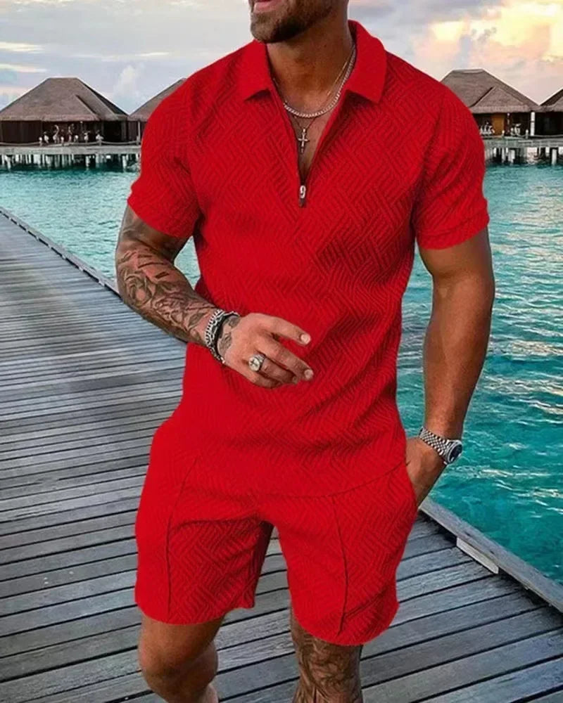 Men's Geometric Zipper Set