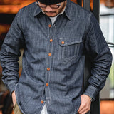 Men's Denim-Style Button-Up Shirt