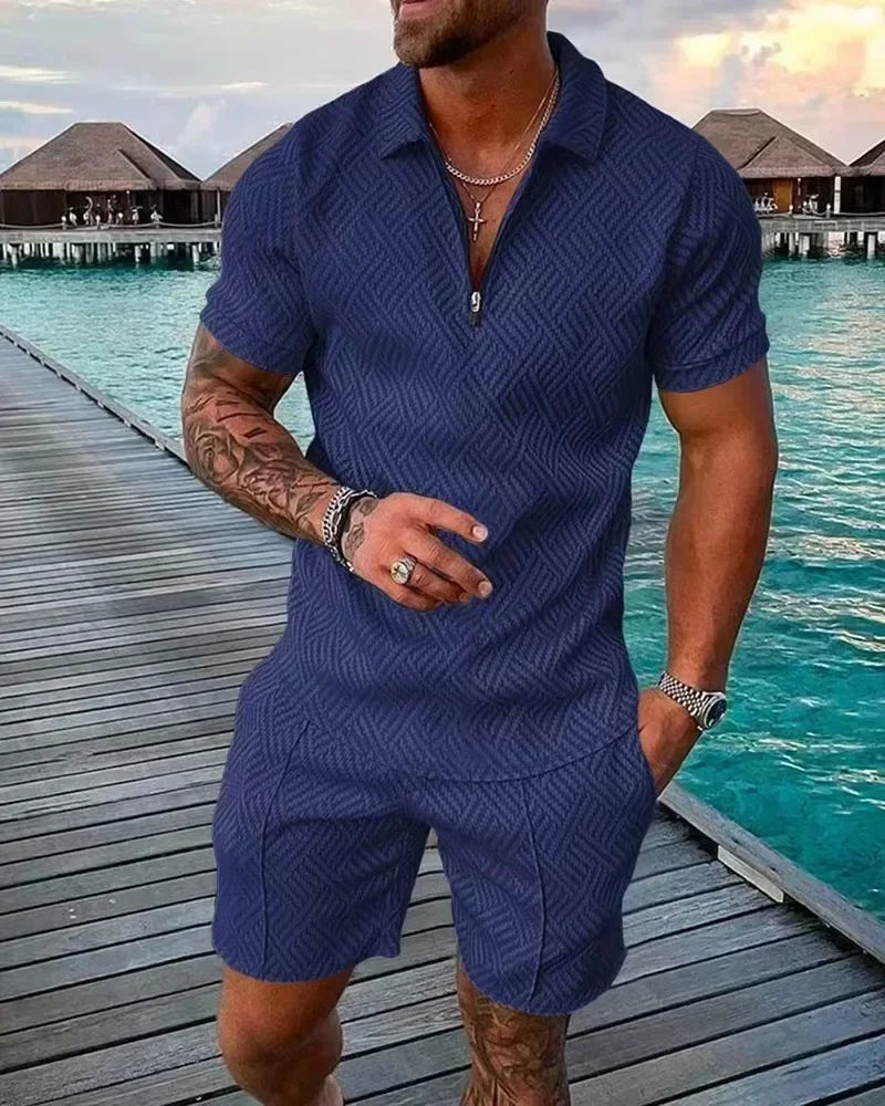 Men's Geometric Zipper Set