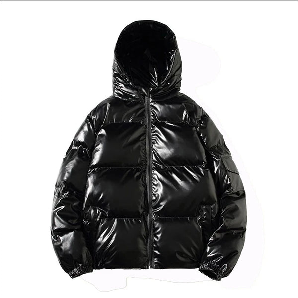 Men's Glossy Black Puffer Jacket