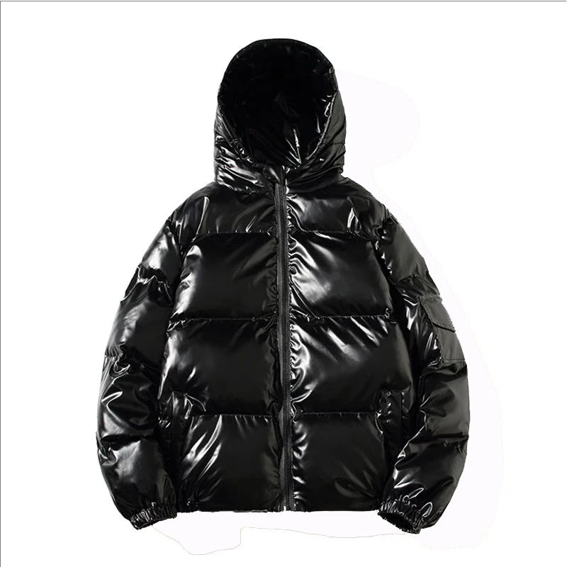 Men's Glossy Black Puffer Jacket