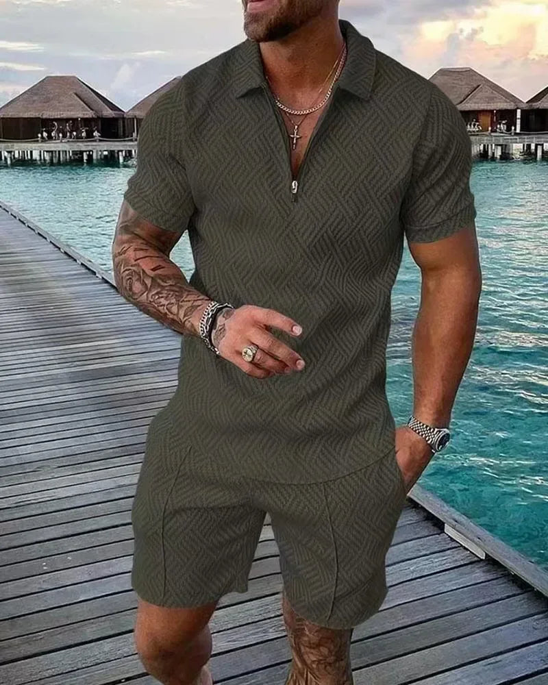 Men's Geometric Zipper Set