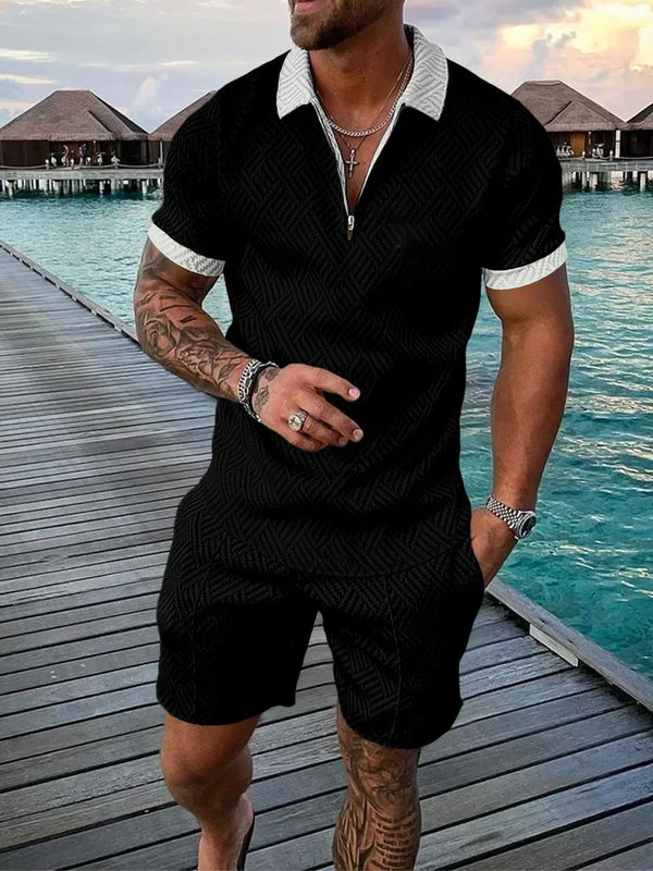 Men's Geometric Zipper Set