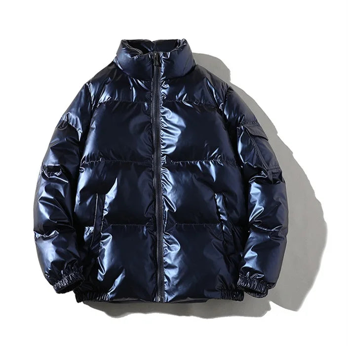 Men's Glossy Black Puffer Jacket