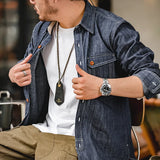 Men's Denim-Style Button-Up Shirt