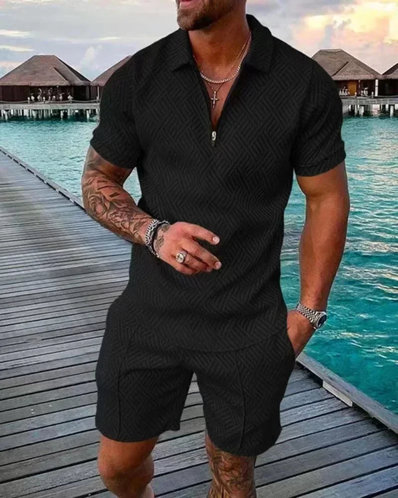 Men's Geometric Zipper Set