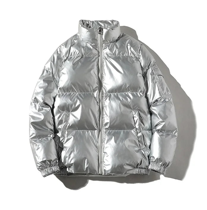Men's Glossy Black Puffer Jacket
