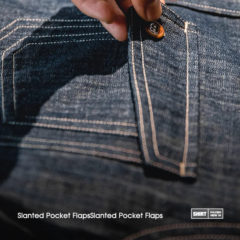 Men's Denim-Style Button-Up Shirt