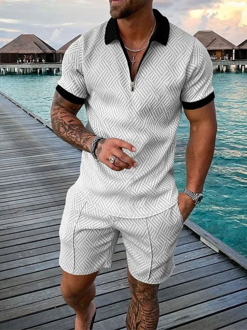 Men's Geometric Zipper Set