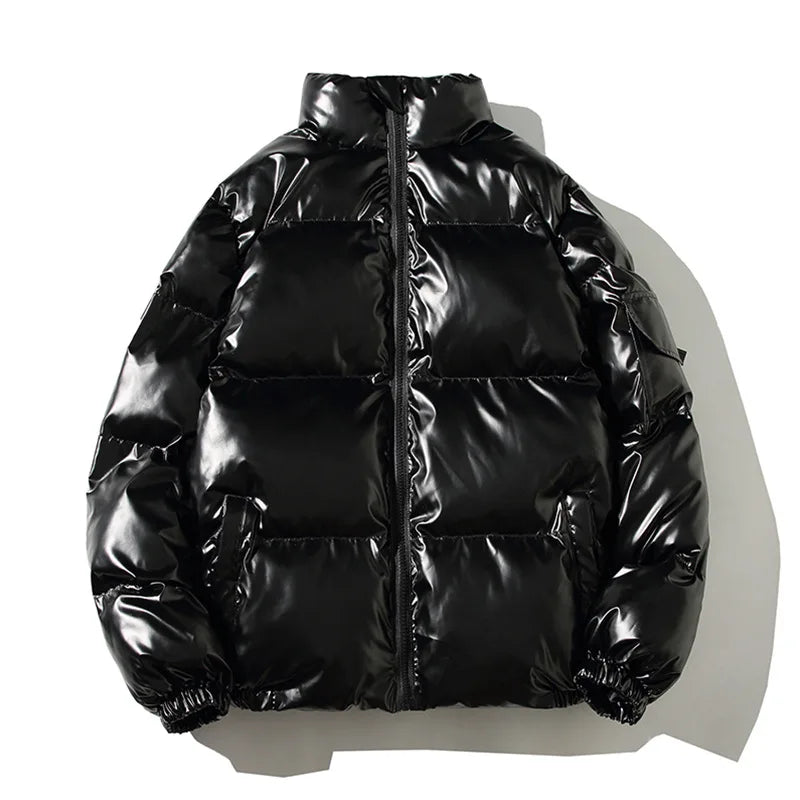 Men's Glossy Black Puffer Jacket