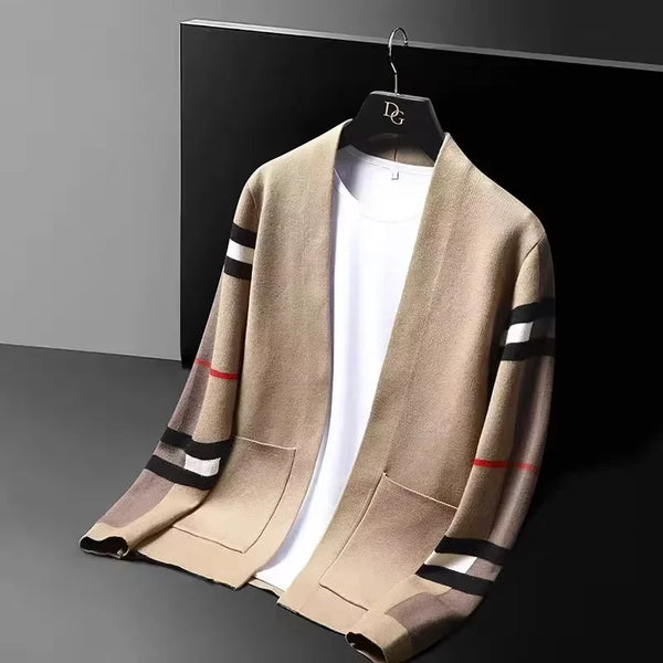 VOGUEOUS™ Heritage Striped Knit Cardigan