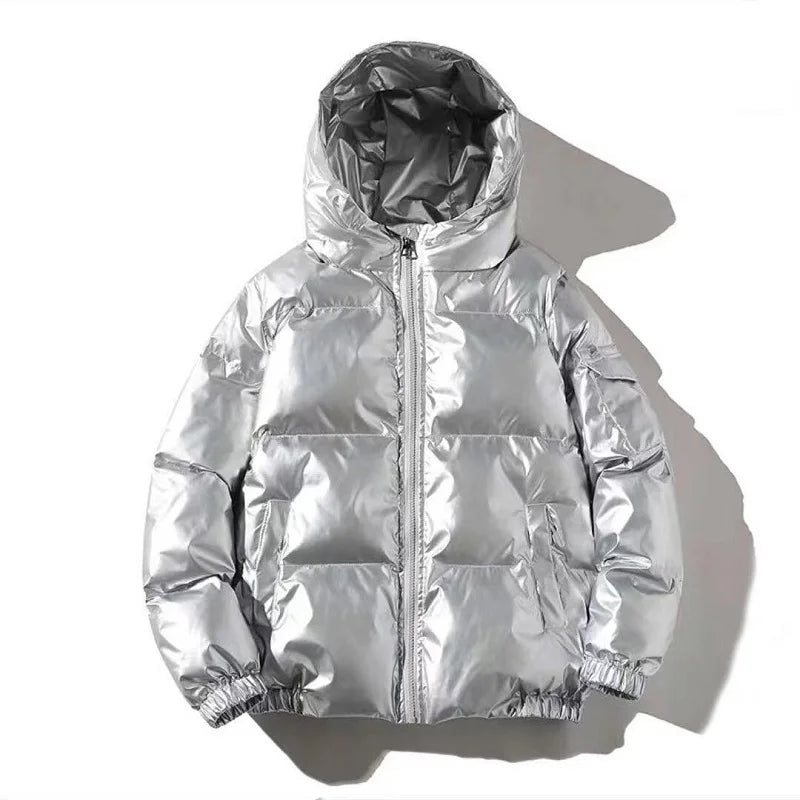 Men's Glossy Black Puffer Jacket
